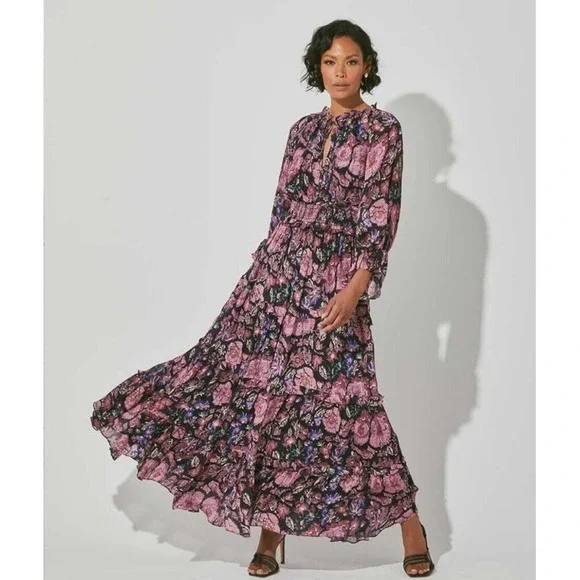 Cleobella | Dresses | Cleobella Raya Ankle Dress Jolie Floral Maxi Long  Sleeve Ruffle Smocked Pink Xs | Poshmark